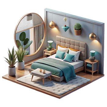 magnificent vintage Modern Bedroom Interior Cutout high resolution png
