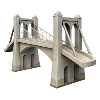 wonderful rustic Modern Bridge Architecture Side View Isolated png