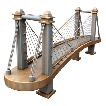 dramatic artistic Modern Bridge with Suspension Cables Transparent Background original png
