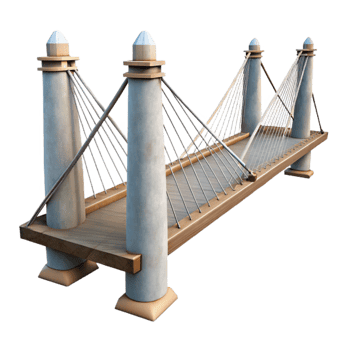 stunning minimalist Modern Bridge with Suspension Cables Transparent Background high resolution png