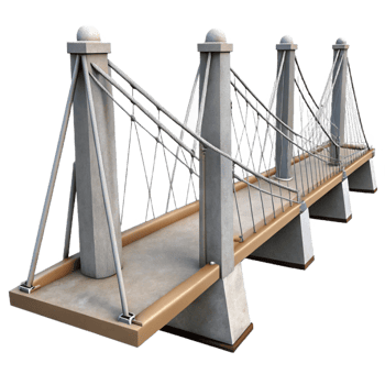magnificent classic Modern Bridge with Suspension Cables Transparent Background exclusive png