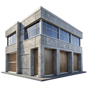 impressive minimalist Modern Building Facade with Glass Panels Transparent Element high resolution png