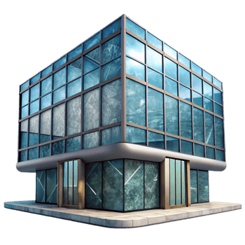 vibrant classic Modern Building with Glass Curtain Wall Cutout original png