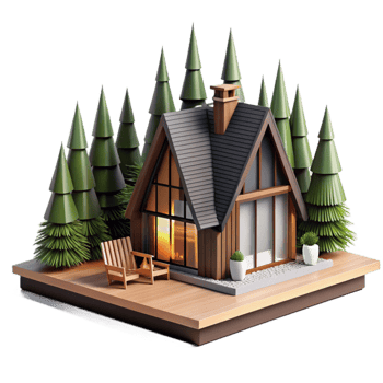 impressive vintage Modern Cabin Architecture Forest Setting Isolated genuine png