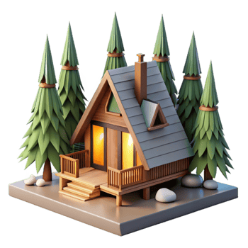 extraordinary artistic Modern Cabin Architecture Forest Setting Isolated premium png