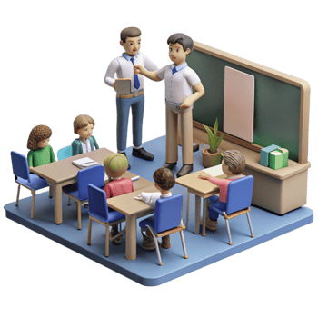 beautiful rustic Modern Classroom with Students and Teacher Transparent Background png