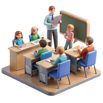 magnificent abstract Modern Classroom with Students and Teacher Transparent Background original png