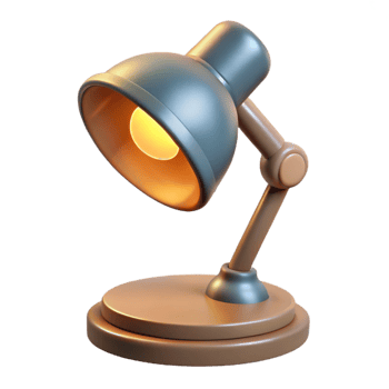 vibrant contemporary Modern Desk Lamp with Warm Light Side Angle Transparent high quality png