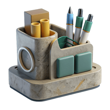 stunning rustic Modern Desk Organizer with Stationery Isolated professional png