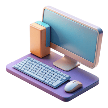 extraordinary classic Modern Desktop Computer with Keyboard and Mouse Transparent Background high quality png