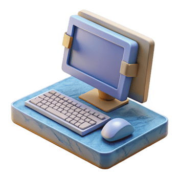 vibrant rustic Modern Desktop Computer with Keyboard and Mouse Transparent Background detailed png