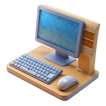 vibrant minimalist Modern Desktop Computer with Keyboard and Mouse Transparent Background genuine png