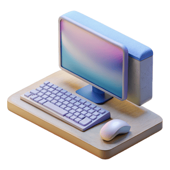 impressive rustic Modern Desktop Computer with Keyboard and Mouse Transparent Background premium png