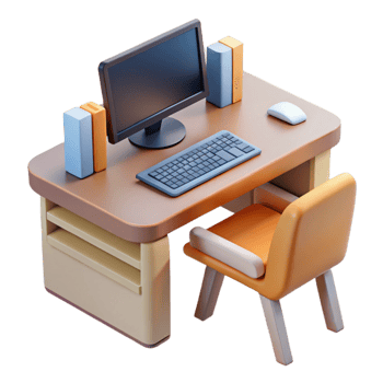 extraordinary rustic Modern Desk with Computer and Keyboard Isolated genuine png