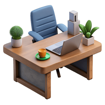 wonderful minimalist Modern Desk with Laptop and Notepad Cutout detailed png