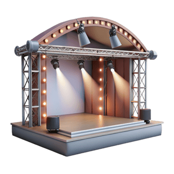 stunning rustic Modern Event Stage with Spotlights Isolated professional png
