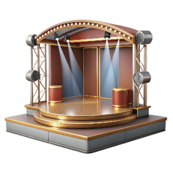 vibrant creative Modern Event Stage with Spotlights Isolated png