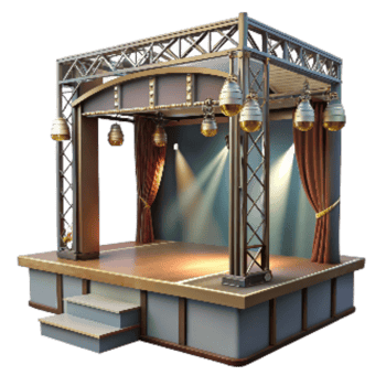 dramatic classic Modern Event Stage with Spotlights Isolated high resolution png
