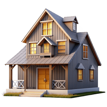 extraordinary abstract Modern Farmhouse Architecture Front View Isolated high quality png