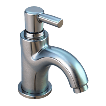 elegant minimalist Modern Faucet Chrome Finish Transparent Background detailed png