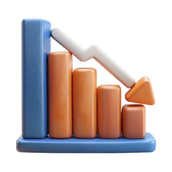 serene rustic Modern Graph Showing Decline Isolated original png