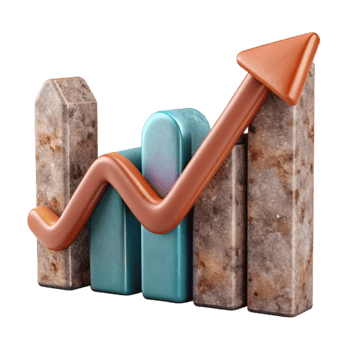 magnificent minimalist Modern Graph with Upward Trend Cutout Element high resolution png