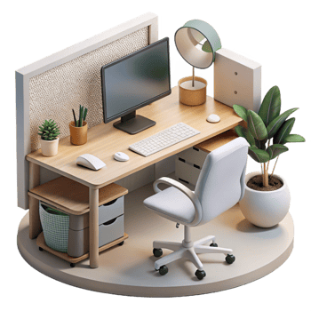 wonderful abstract Modern Home Office Setup Transparent Background premium png