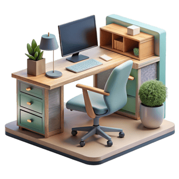 stunning classic Modern Home Office with Desk and Chair Transparent Background png