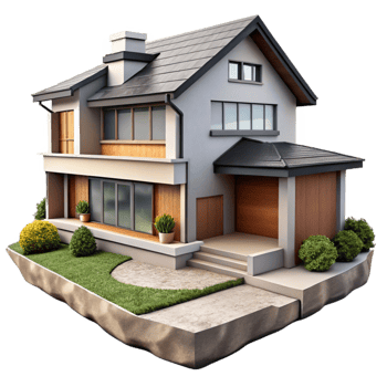 impressive artistic Modern House Suburban View Cutout authentic png