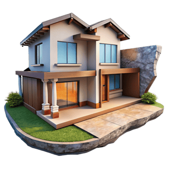 beautiful rustic Modern House Suburban View Cutout professional png