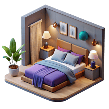 beautiful rustic Modern Interior Bedroom Isolated high resolution png