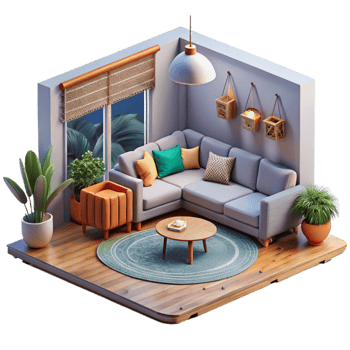 magnificent artistic Modern Interior Living Room Isolated high quality png