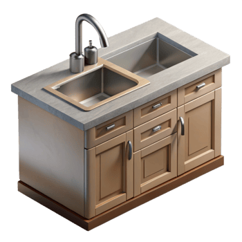 magnificent modern Modern Kitchen Countertop with Sink Transparent png