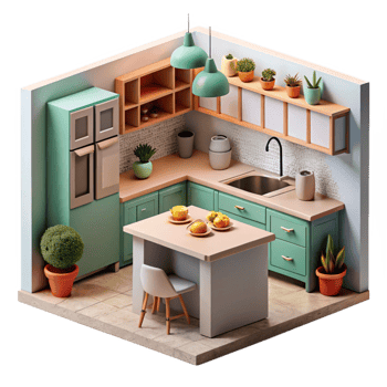 dramatic creative Modern Kitchen Interior Cutout premium png