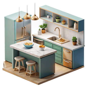 serene abstract Modern Kitchen Interior Cutout authentic png