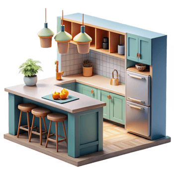 dramatic classic Modern Kitchen Interior Cutout high quality png