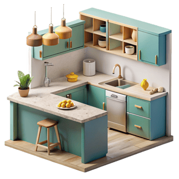 beautiful contemporary Modern Kitchen Interior Cutout authentic png