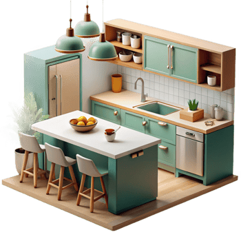 elegant classic Modern Kitchen Interior Cutout premium png