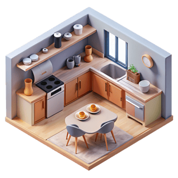magnificent abstract Modern Kitchen Interior Top View Cutout original png