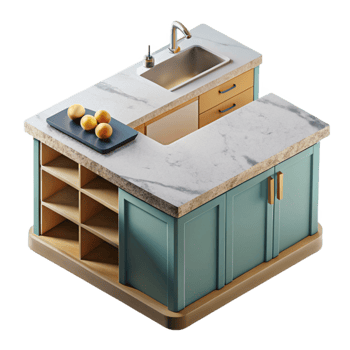 vibrant artistic Modern Kitchen Island Top View Isolated premium png