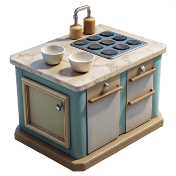 elegant classic Modern Kitchen Island with Stovetop Isolated original png