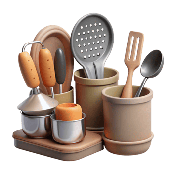 impressive minimalist Modern Kitchen Utensils Set Isolated Cutout original png