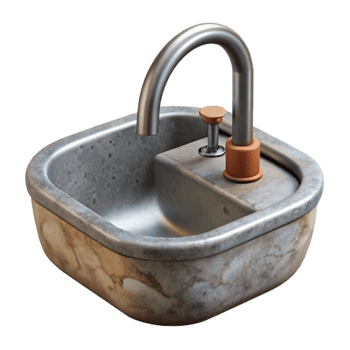 serene modern Modern Kitchen Sink with Faucet Isolated Cutout authentic png
