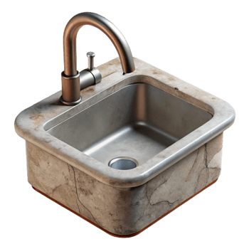 beautiful rustic Modern Kitchen Sink with Faucet Isolated Cutout authentic png