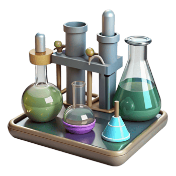 elegant vintage Modern Laboratory Equipment Set Top View Cutout original png