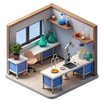 impressive modern Modern Laboratory Interior Top View Transparent high quality png