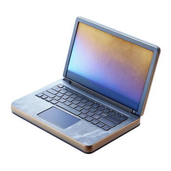 serene rustic Modern Laptop with Blank Screen Isolated premium png