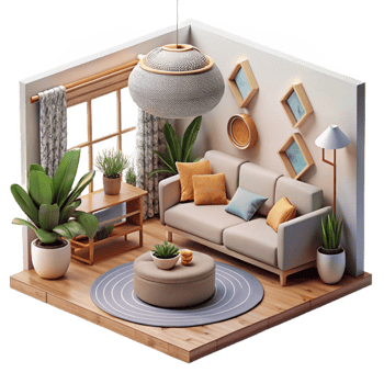 vibrant contemporary Modern Living Room Interior Cutout exclusive png
