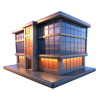 extraordinary vintage Modern Office Building at Night Cutout Element detailed png