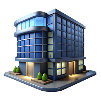 serene minimalist Modern Office Building at Night Cutout Element png